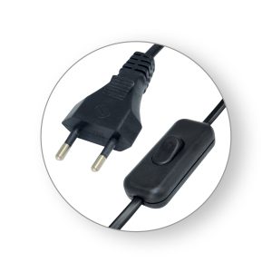 Priključni kabel H03VVH2-F 2X0,75 L=2 m sa sklopkom, crni