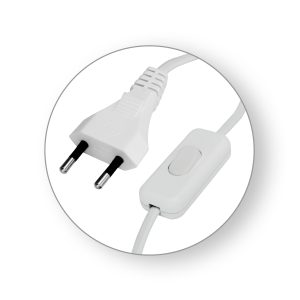Priključni kabel H03VVH2-F 2X0,75 L=3 m sa sklopkom, bijeli