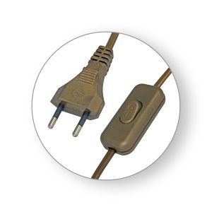 Priključni kabel H03VVH2-F 2X0,75 L=2 m sa sklopkom, zlatni