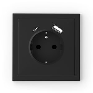 Adria – schuko utičnica s USB A+C, crna