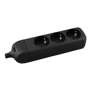 3-way socket, rewireable, black
