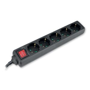 5-way socket L=3,0m with switch, black