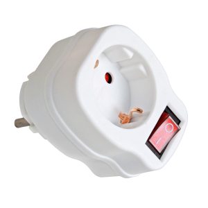 1-way adapter with switch, white