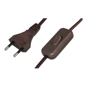 Priključni kabel H03VVH2-F 2X0,75 L=2 m sa sklopkom, smeđi