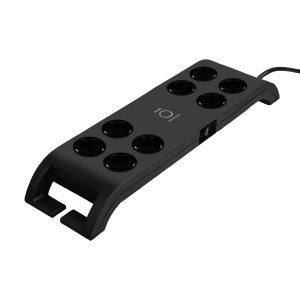 Utičnica 8-struka + 2xUSB-A s prenaponskom zaštitom H05VV-F 3G1,5 L=2m, crna